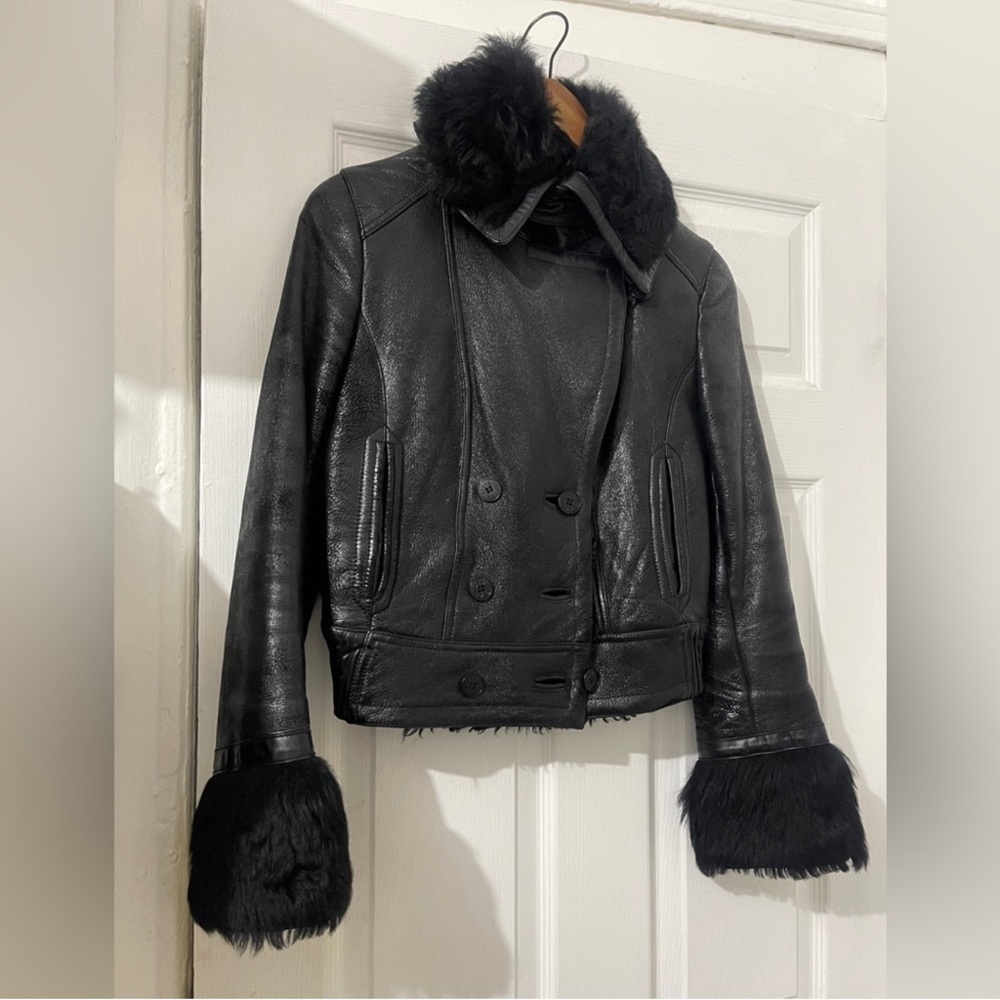 Patrizia Pepe Italian leather shearling
